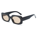 Retro rectangle sunglasses with thick black frame and amber lenses for a vintage fashion look - Black Frame Tea Lens