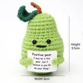 Green crochet positive pear toy with encouraging card, 9.5cm knit handmade gift - Common Green Pear