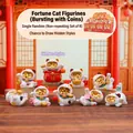 Lucky cat blind box figurine set with traditional red and gold festive accessories - A128 Gold Coin Lucky Cat Set 8 / Full Box Set