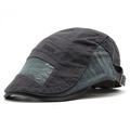 Breathable mesh beret cap in dark grey with side fashion embroidery and adjustable back - Gray