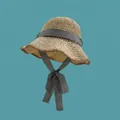 Detail of breathable straw sun hat featuring a classic black and white gingham ribbon bow - M (56-58cm) / Gingham Ribbon Style / Beige