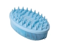 Blue silicone bath brush with double-sided long handle and soft massage bristles - Pointed Head Handheld Style / Light Blue