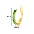 Manchette d'oreille dorée avec zircons verts rectangulaires, design vertical de 1,42cm - Or Vert