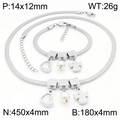 Silver snake chain jewelry set with heart, pearl, and angel pendants in metallic finish - Little Angel / Bracelet / Silver