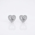 Orecchini a lobo a cuore in argento sterling 925 con zirconi bianchi brillanti - Argento sterling 925