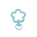 Sky blue flower-shaped spring ring alloy keychain accessory with a glossy lacquer finish - Baked Blue