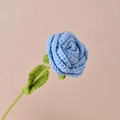 Handcrafted crochet rose in sky blue yarn for home decor and unique floral gifting - Light Blue Rose