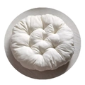 Round cream white quilted chair cushion with tufted design for home and office comfort - [Round] Off-White