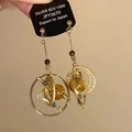 Elegante goldene Himmelskugel-Ohrhänger aus 925er Silber im Steampunk-Ästhetik-Stil - Gold (Silberner Ohrringstecker)