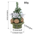 Mini Christmas pine tree desktop ornament with festive glitter balls and size labels - Silver