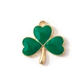 Pendentif trèfle en émail vert avec bordure dorée pour la création de bijoux DIY - Trèfle Plaqué Or
