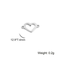 Silver hollow heart connector for DIY jewelry making, 12.9x7.4mm stainless steel charm - 12.9*7.4mm / Silver Heart