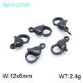 5pcs set of black 12x6mm stainless steel lobster clasps for DIY jewelry making - Black Lobster Clasp (KLJ7746-Z)