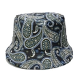 Detailed view of the paisley pattern print on the durable fabric of this bucket hat - M (56-58cm) / Black