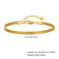 Detail of gold woven mesh bracelet showing lobster clasp and 16+3cm extension chain - Gold 3mm*16+3cm
