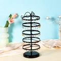 Black 6-tier rotating metal jewelry rack for earring display with a stable round base - 5 Layers Black 210 Holes