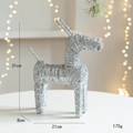 Sparkling silver tinsel reindeer decoration, holiday mantel decor, size 31x21x8cm - Silver Wrapped Wire Deer