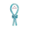 Blue tie-dye satin heatless hair curler set with matching scrunchie and pink claw clip - Light Green Blue (With Clip)