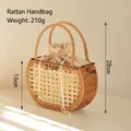 Detaillierte Maße und Gewicht für handgefertigten Picknickkorb aus Rattan mit Innenfutter - Handtasche Aus Weißem Rattan
