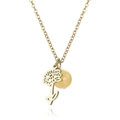 Golden titanium steel necklace with hollow flower pendant and light yellow birthstone bead - Hollow November Chrysanthemum