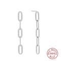 Minimalist S925 sterling silver paperclip chain drop earrings with polished finish - 925 Silver / White Gold