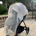 Baby stroller net cover with peach pattern cotton cloth and white floral mesh shielding - Peach Pattern Stroller Cover / 130*100CM