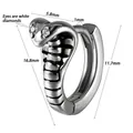 Silver snake hoop earring in stainless steel with white crystal eyes and punk design - Snake with White Zirconia Eyes