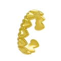 Anello aperto dorato con forme a cuore vuote e bordi perlati dal design minimalista - Oro KC Chiaro (Cuori Continui)