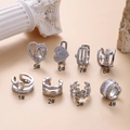 Selection of S925 silver ear cuffs with micro-set cubic zirconia in various shapes - Small Flower Style (3#) / Silver