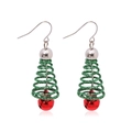 Festive Christmas tree drop earrings with green spiral body and red bell detail - Glitter Spring Christmas Tree