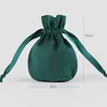 Deep green velvet drawstring pouch for jewelry with satin ribbon 8x10cm size - 8x10cm / Dark Green