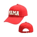 Red baseball cap with white MAMA 3D embroidery and adjustable metal buckle - Red