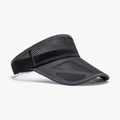Mesh breathable black sun visor hat with grey trim for outdoor running and tennis sports - Adjustable / Black