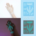 Luminous mandala temporary tattoo JSN-032 with blue glow effect in the dark - JSN-032 (Luminous Hand Mandala)