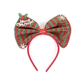 Christmas headband with large red and green striped sequin bow and snowflakes - 20.5X21.5CM / Red & Green Glitter Bow (Merry Christmas)