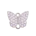 Silver butterfly jewelry connector with pavé zircon for DIY necklaces and bracelets - Crab Blue 1PC L358873-White Go