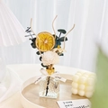 Preserved flower reed diffuser in embossed glass bottle with dried lemon and leaves - Teardrop Bottle Dried Flower Reed Diffuser - Lime Basil & Mandarin
