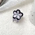 Pince à cheveux fleur en acétate violet avec centre en cristal et contours noirs - Violet