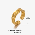 Anillo ajustable dorado de acero inoxidable con diseño irregular de textura de lava - Abierto Ajustable / Dorado