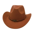 Rust red wool felt western cowboy hat featuring a vintage skull leather belt decoration - One Size (57cm) / Khaki