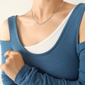 Französischer Stil Schlangenkette aus Silber Titanstahl für Damen mit glänzendem Finish - Halskette / 37+8cm / Stahlfarbe