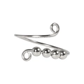 Macro detail of adjustable anxiety ring featuring four rotating silver beads on a spiral band - 1 Piece / Silver