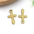 Goldener Kreuzanhänger aus Edelstahl mit geprägter Seilstruktur für DIY-Schmuckherstellung - 20x11.5x2mm Gold Kreuz(T2412)