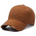 Distressed brown cotton baseball cap with New York California vintage print details - Adjustable / Brown