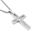 Collier croix évidée en argent sertie de pierres sur une chaîne vénitienne classique - Pendentif Croix Évidée Argent (KP97459)