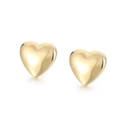 Polished 18K gold plated stainless steel heart stud earrings for women in golden finish - Heart Stud Earrings (KE58942-Z) / Gold