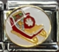 Link per bracciale italiano con una slitta natalizia festiva e regali in smalto - 38 Slitta di Natale