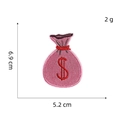 Detailed size view of pink money bag embroidery patch with dollar sign $ measurement - 9# Money Bag