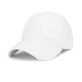 Gorra de béisbol blanca con efecto desgastado y rotos para un estilo urbano y casual - Talla Única Ajustable / Blanco