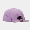 Cappello docker in tela viola chiaro con ricamo C bianco e fibbia in ottone - Regolabile / Viola Chiaro